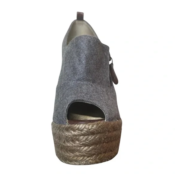 Christian Louboutin Deroba Espadrille Wedges Grey Open Toe Platform Booties 36 6